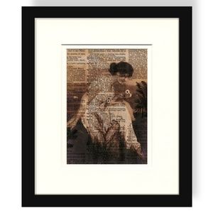 Goddess Print on Vintage Dictionary Page - antique postcard artwork